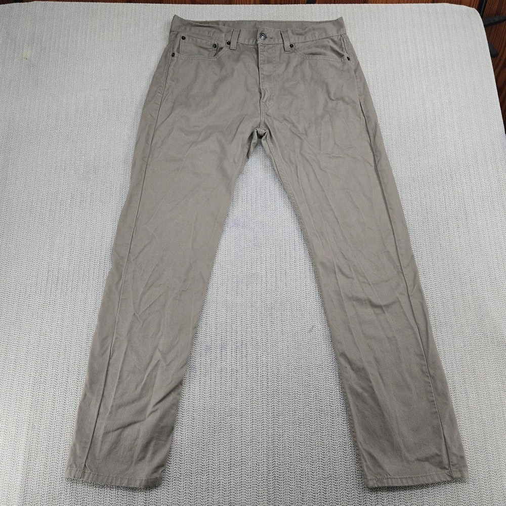 Levis 505 Jeans Mens 33x32 Beige Straight Leg Regular Fit Denim Pants Waterless